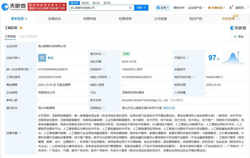 昆山數(shù)智科技公司成立 以10億注冊資本布局互聯(lián)網信息服務新藍圖